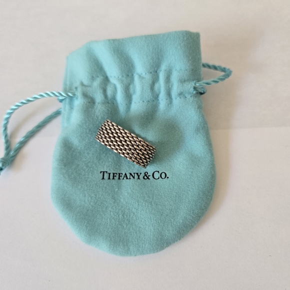 Tiffany & Co. Jewelry - Tiffany & Co Classic Somerset Mesh Basket Weave .925 Sterling Silver Ring Size 7